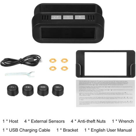 Zoternen Reifendruckkontrollsystem mit 4 externen Sensoren, Solarmonitor, Auto-Ein/Aus und Sprachalarm, Echtzeitanzeige 0-5 Bar für Auto, SUV, Geländewagen