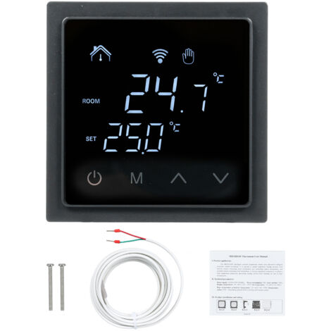 Intelligenter Raumthermostat 16A für Fußbodenheizung, wandmontierter Temperaturregler 85-250V mit LED-Touchscreen.