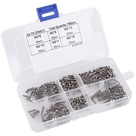 M2 180-teiliges DIN 912 Sortiment An Senkkopf-Innensechskantschrauben Und -bolzen Aus Edelstahl 304 M2 X 468101216 Mm 90022781 M2 180-teiliges DIN 912 Sortiment An Senkkopf-Innensechskantschrauben Und -bolzen Aus Edelstahl 304 M2 X 468101216 Mm 90022781