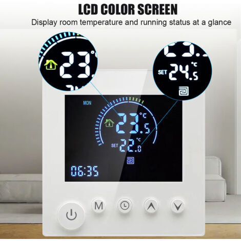 Programmierbarer intelligenter Wandthermostat, NTC-Sensor, LCD-Bildschirm, Touch-Taste, Wasserheizung, Fußbodenheizung, digitaler Thermoregler, Temperaturregler für Haus und Raum.