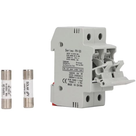 2-poliger Mini-Photovoltaik-Sicherungshalter zur DIN-Schienenmontage, Sicherungssockelschutz, 1000 V DC, 15 A