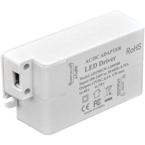 6W LED-Treiber (max. 100–240V), 12V Konstantspannungstransformator, 0,5A LED-Treiber/Transformator-Konverter mit Niederspannungstransformatoren