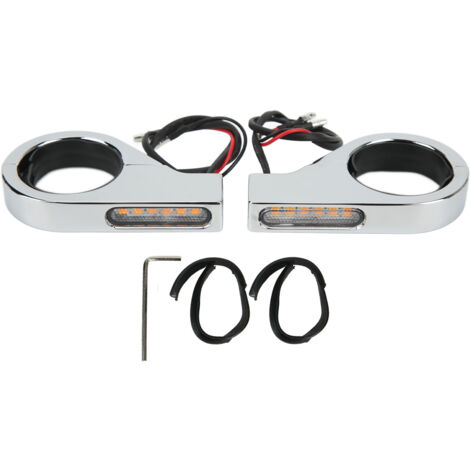 Headerbs Motorrad-Blinker, 12V LED Motorrad-Blinker, universelle helle und wasserdichte Blinkerlampe für 41mm Gabelrohre (galvanisiert)