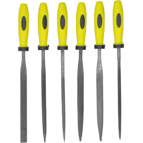 Fafeicy 6-teiliges kleines Feilenset, Stahlpolierfeilen für Metall, rund, exzellenter TPR-Griff, quadratische Spitze/flache Feile, geeignet für Metall, Glas usw. (1/5)