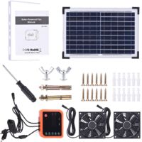 Zoternen Solar-Abluftventilator für Haustiere mit 2 wiederaufladbaren Panels, Umwälz-Timer-Funktion für Gewächshäuser, Remid-Garagen, Hühnerställe
