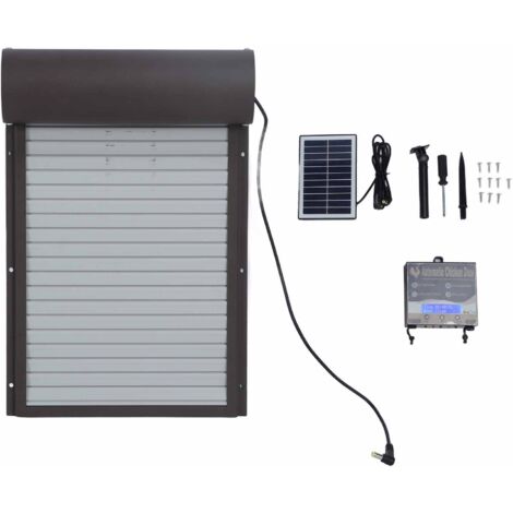 Zoternen Porta automatica per pollaio, serranda avvolgibile in metallo ad energia solare con timer per anatre, pollame