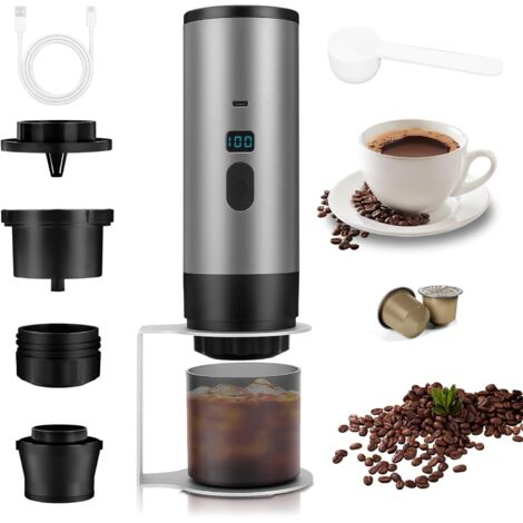 Macchina per caffè portatile 3 in 1, macchina per caffè portatile da 72 W, macchina per caffè espresso ricaricabile da 12 V, macchina per caffè espresso con capsule USB, serbatoio dell'acqua da 90 ml,