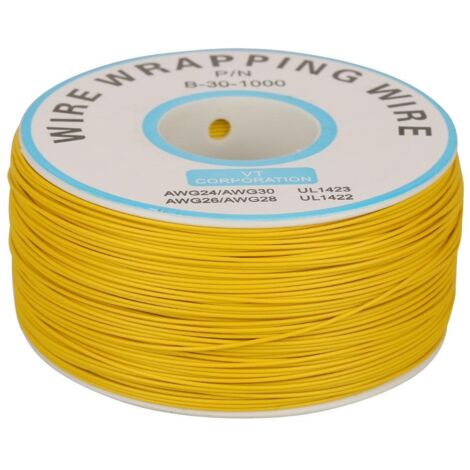 Rotolo da 200 m di cavo di prova isolato in PVC da 0,25 mm 30 AWG 80 ℃, filo elettrico in rame stagnato unipolare per avvolgimento (giallo)
