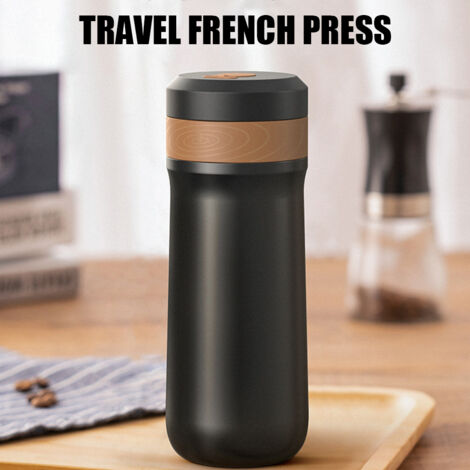 Caffettiera francese portatile da viaggio con filtro a doppia parete, isolato sottovuoto e a doppio strato. Ideale per caffè, tè e viaggi. Perfetta per l'ufficio e per chi è in movimento.