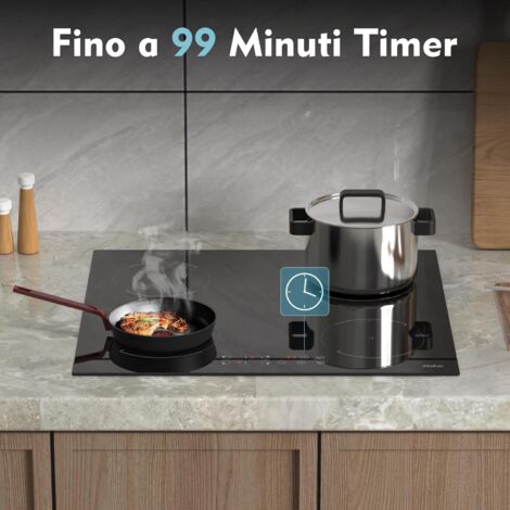 Piano Cottura A Induzione 4 Fuochi Hobsir | 3500W, Con Spina | Timer, Blocco Sicurezza | 60 Cm, Incasso - Foto 4