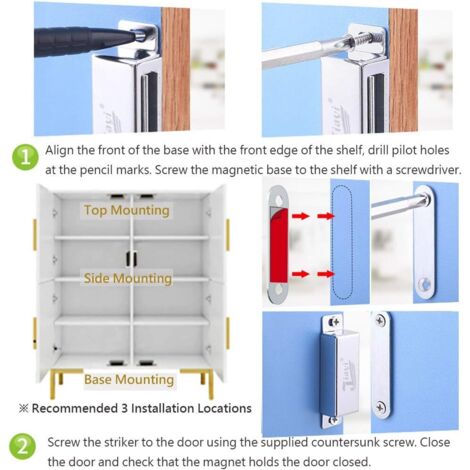 Blocco Invisibile Senza Foratura Serratura Magnetica Per Sicurezza Bambini - 12 Pezzi Con 3 Chiavi, Bianco, Senza Foratura Blocco Armadi Senza Fori