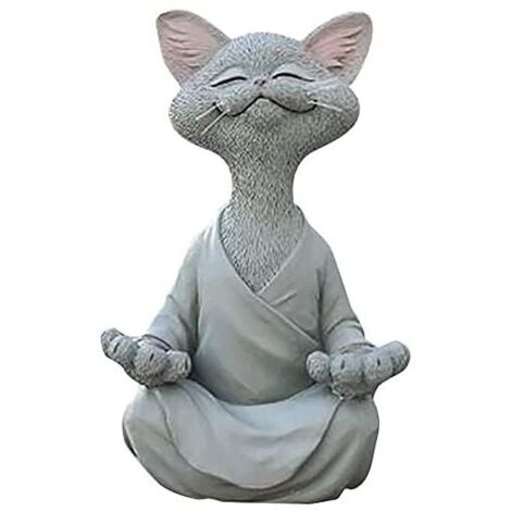 Statuetta di gatto, gatto felice per meditazione yoga, scultura in posa rilassata del gatto Zen per la decorazione del prato all'aperto di casa, regali per gli amanti dei gatti