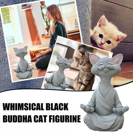 Statuetta di gatto, gatto felice per meditazione yoga, scultura in posa rilassata del gatto Zen per la decorazione del prato all'aperto di casa, regali per gli amanti dei gatti
