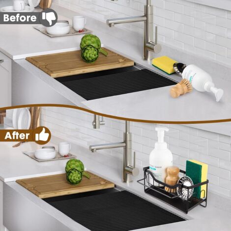 Organizer Cucina Acciaio Inossidabile Con Scarico Automatico - Porta Spugne E Asciugamani Per Lavello - Foto 2