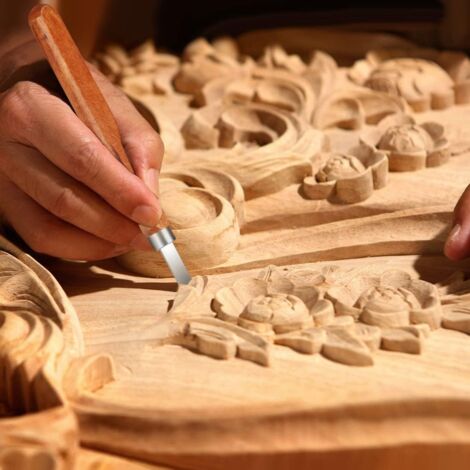 Herramientas para tallar madera, kit de cuchillos para tallar de acero al carbono SK5 de 12 piezas para principiantes y profesionales