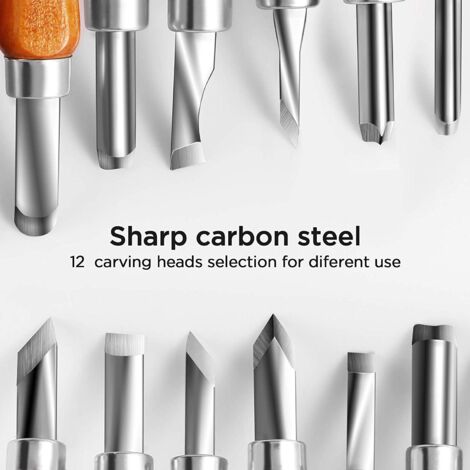 Herramientas para tallar madera, kit de cuchillos para tallar de acero al carbono SK5 de 12 piezas para principiantes y profesionales