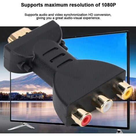 Convertisseur vidéo Audio-HDMI vers RCA Adaptateur HDMI À Av Rouge Blanc Jaune  de synchronisation Audio et vidéo 1080P