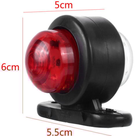 Lot de 4 feux de position latéraux à LED 12-24 V, feux d'avertissement latéraux doubles blancs et rouges, feux de stationnement pour camions et remorques, feux de gabarit