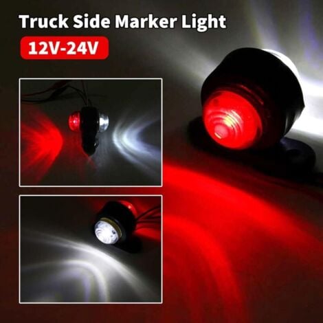 Lot de 4 feux de position latéraux à LED 12-24 V, feux d'avertissement latéraux doubles blancs et rouges, feux de stationnement pour camions et remorques, feux de gabarit