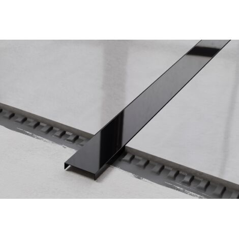 Edelstahl Erdungsanschluss U-Profil für Fliesen 2cm x 270cm - Glänzendes Schwarz
