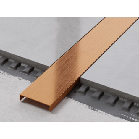Edelstahl Erdungsanschluss U-Profil für Fliesen 4cm x 270cm - Satiniertes Kupfer (1/3)