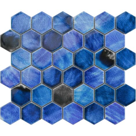 Mosaik auf Netz für Bad und Küche aus Keramik 31,2 x 27 cm- MIXED OCEAN HIVE