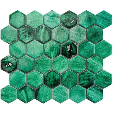 Mosaik auf Netz für Bad und Küche 31,2 x 27 cm- JUNGLE NATURE HIVE