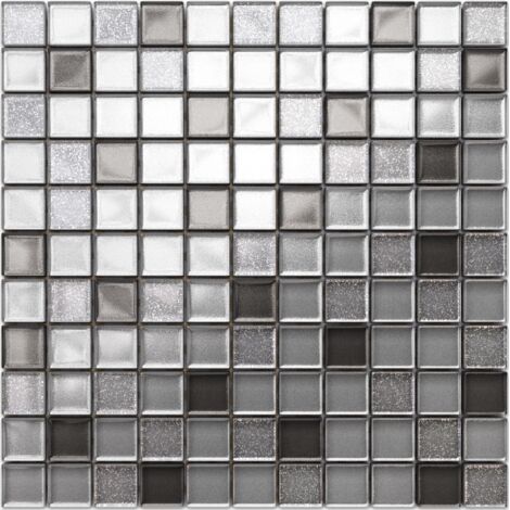 Mosaik für Badezimmer Innenküche aus Glas 30 cm x 30 cm - Brilliant silver