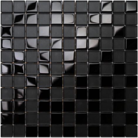Glasmosaik für Badezimmer Küche 30cm X 30cm - Black obsidian