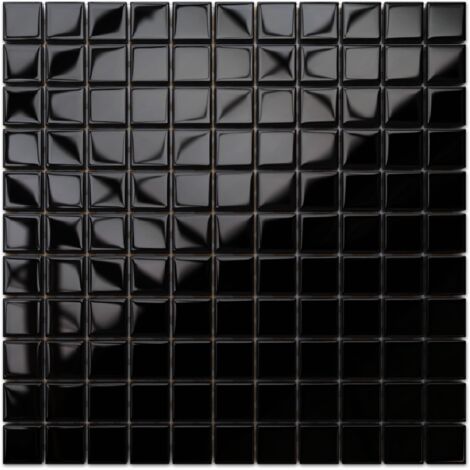 Mosaik auf Netz für Bad oder Küche aus Glas 30x30cm - Schwarz Absolut