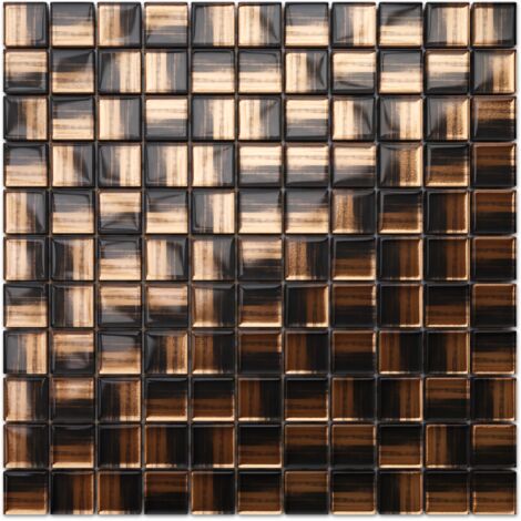 Glasmosaik auf Netz für Badezimmer Innenküche -30 x 30 cm -COPPER MOON