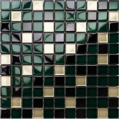 Mosaik für Badezimmer Innenküche aus Glas 30 x 30 cm  - Green relax