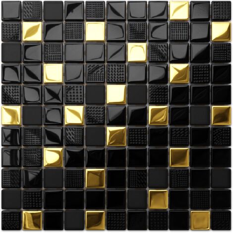 Glasmosaik auf Netz für Bad oder Küche 30 x 30 cm - Volcano Gold