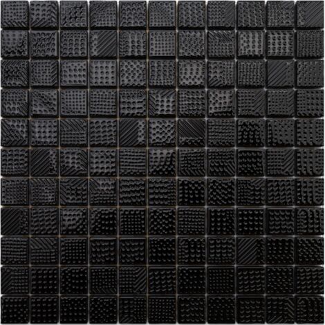 Glas-Mosaik für Badezimmer Küche 30 x 30cm- Black Lace