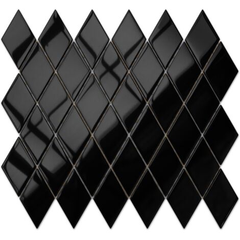 Glasmosaik auf Netz für Bad und Küche 25cm x 29.2cm - Black net