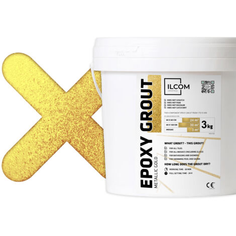 Zwei-Komponenten-Epoxy-Stuck für Fugen füllen - Gold metallisiert - 3Kg Mosaik Fliesen Bad Schwimmbad