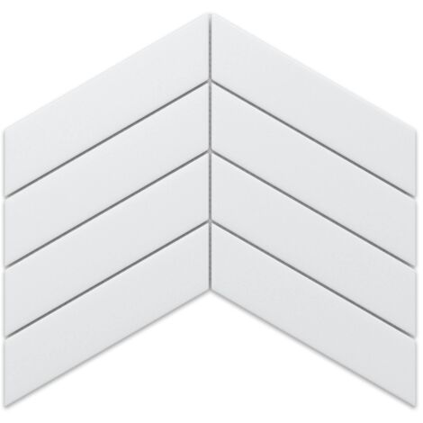 Keramikmosaik auf Netz für Bad oder Küche 31.6cm x 21.5cm - Giant White Chevron