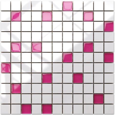 Mosaik für Badezimmer oder Küche aus Keramik mit Glaseinsätzen - White-Peony