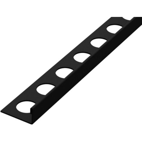 Winkelprofil J aus Edelstahl für Fliesen 10mm x 2700mm - schwarz matt