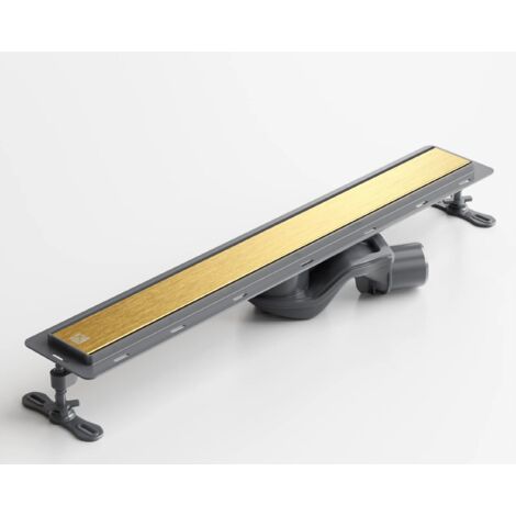 Lineare Duschrinne aus Stahl für Bodenduschen, 60 cm x 6,5 cm, 61 l/min - satiniert gold