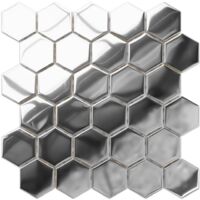 Mosaik auf Netz für Bad oder Küche aus Glas - LIQUID SILVER - 24.7cm x 25.5cm