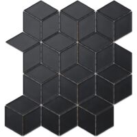 Glasmosaik auf Netz für Bad und Küche 26.5cm x 30.5cm - Soft black