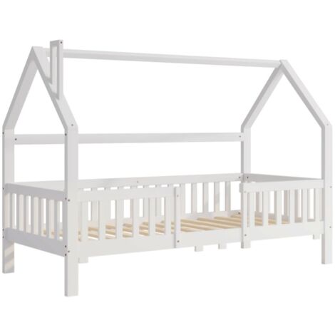 Lit d'enfant en pin 90 x 200 cm (sans matelas), avec cheminée, sommier à lattes massif (1/5)