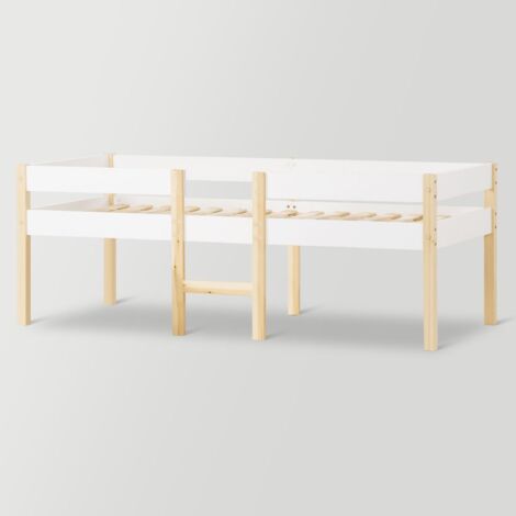 Gutent – Lit d'enfant semi-haut 90x190 cm en pin massif – Protection contre les chutes – Rangement sous le lit 44 cm – Style scandinave moderne - massif-90x190 (1/5)