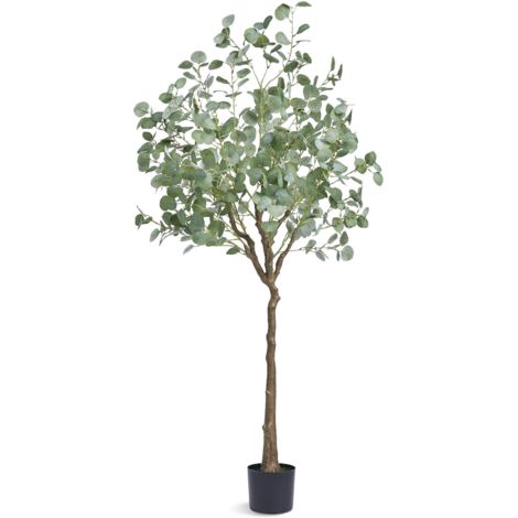 Gutent – Arbre artificiel eucalyptus 1.8 m en PE résistant – Feuillage vert luxuriant – Branches réglables en acier inoxydable – Décoration durable