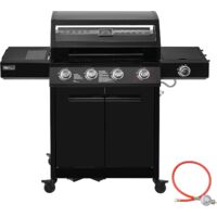 Royal Gourmet 4+1Brenner Gasgrill, 15,5 kW mobiler Gasgrill, Grillwagen mit Sichtfenster, Outdoor Gasgrill, BBQ Gasgrill für Terrasse, Garten und Camping