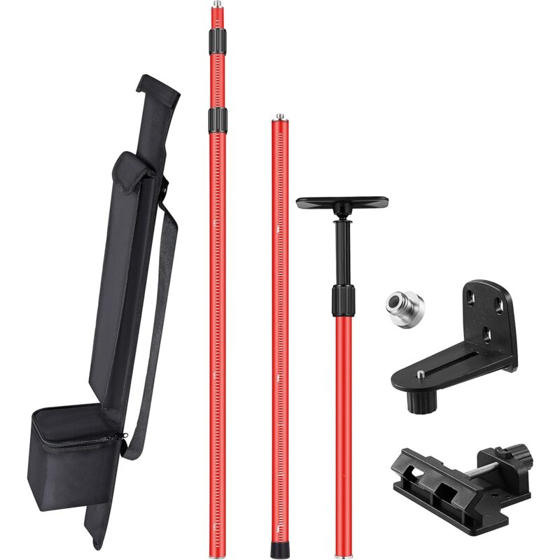 Asta Telescopica In Acciaio Per Livelli E Strumenti - Regolabile 114-388 Mm, Treppiede Robusto - Foto 9