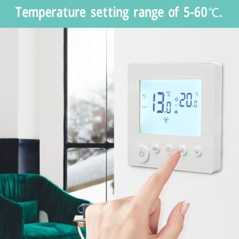 Gistuch Thermostat de Chauffage Écran LCD Intelligent Régulateur de Température Ambiante Programmable pour Maison Chaudière à Murale au Sol
