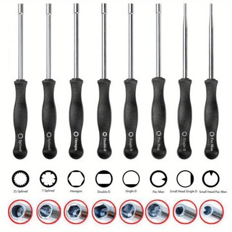 8pcs Tournevis Outil De Réglage De Carburateur Simple D Double D Hexagone Hex Socket Kit Set (1/5)