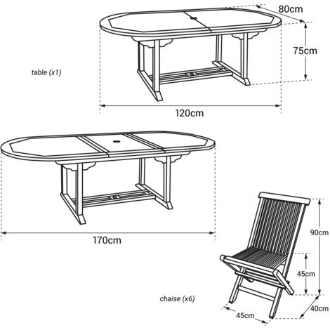 Salon de jardin en teck LOMBOK - table ovale extensible - 6 places